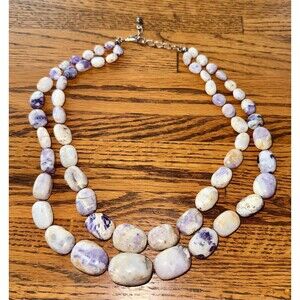 Jay King Agate Necklace Sterling Hook/chain, double strand, EUC, 21” Long, Nice!